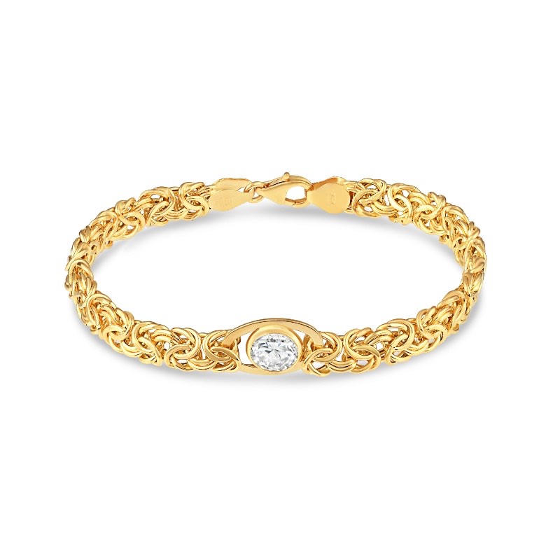 14K Yellow Gold  Moissanite Byzantine Bracelet